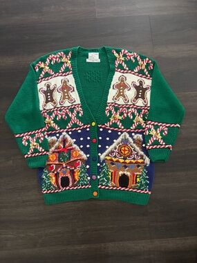 Vintage Marisa Christina 1993 Christmas Novelty Cardigan Sweater Size xL
